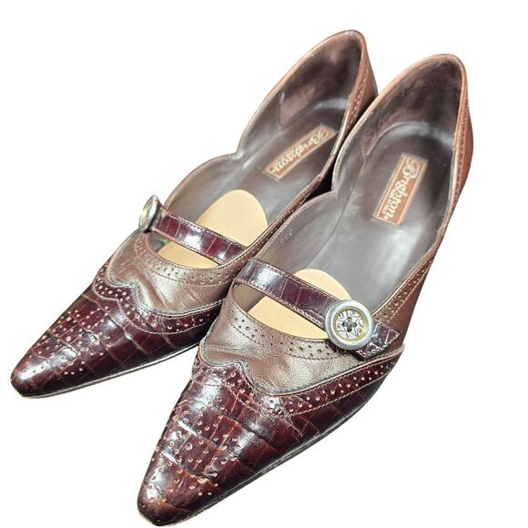 Brighton Trent Bronze Leather Wingtip Low Heel Mary Jane Pump 7.5 M. Excellent - Picture 1 of 10
